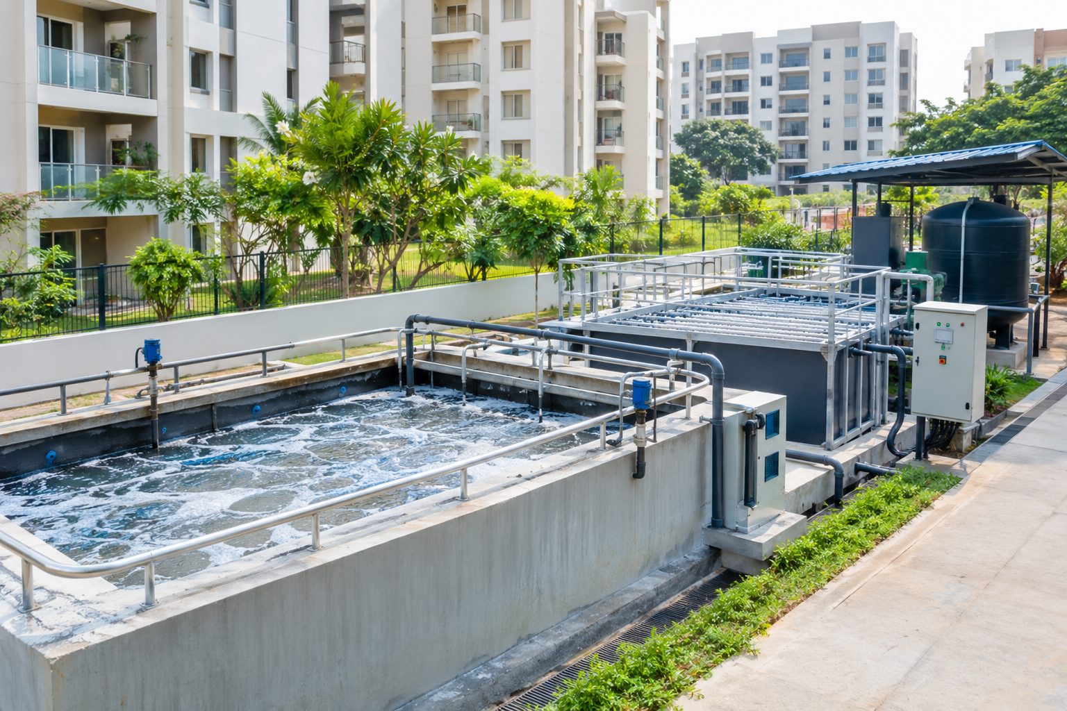 Zero-odor MBBR and MBR sewage treatment plant for housing societies